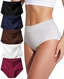 SDEOER Women's Cotton Underwear Lace Stretchy High Waisted Ladies Panties Breathable Briefs 5 Pack (US, Alpha, X-Large, Regular, Regular, A-5 Pack 5 Colors)