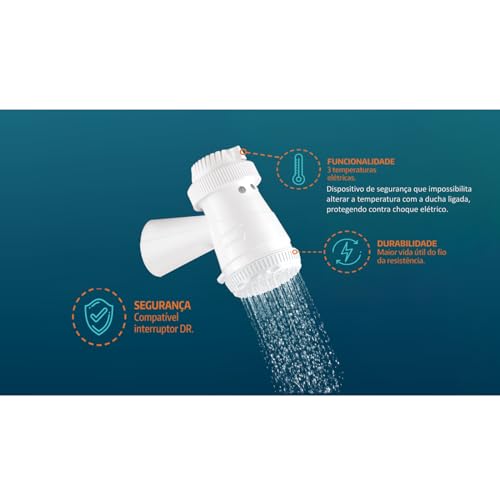 Tramontina Ducha Elétrica 3 Temperaturas 4400 W 127 V Chuveiro Branco
