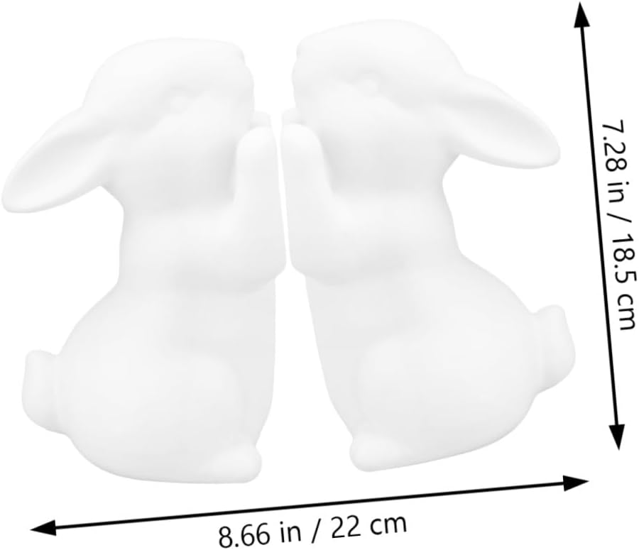2pcs White Ceramic Rabbit Bookends Decorative Easter Bunny Book Stand for Desktop Non-Slip Student Book Holder Stylish Home Office Desk Ornament