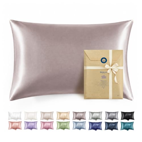 Image of Bedsure Satin Pillowcase with Zipper, Similar to Silk Pillow Cases 2 Pack | Soft Pillow Cases Standard Size for Hair and Skin, Dusty Rose Pillow Covers, 20x26 Inches