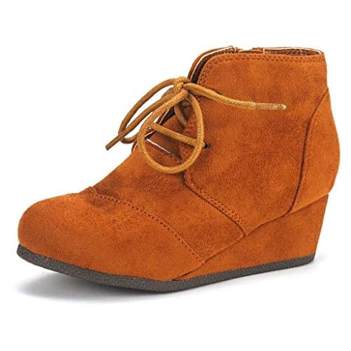 DREAM PAIRS Girls Low Wedge Heel Booties Side Zipper Ankle Boots Toddler/Little Kid/Big Kid 11 Little Kid Taupe