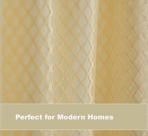 Image of IVAZA Faux Silk Hybrid Designer 100% Blackout Curtain 2-in-1 |Dual-Layer Design with Decorative Mesh Overlay & Tie Ribbon|100% Light Blocking,Thermal Insulated, Door- 7 Feet (Pack of 1) Cream