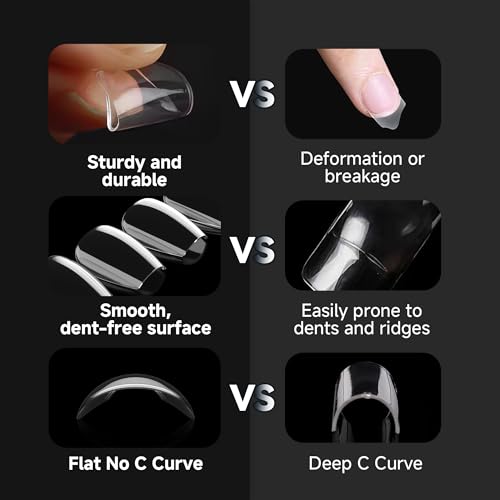 Image of UNA GELLA Short Coffin Nail Tips 216pcs Short Coffin Gel Nail Tips 12 Sizes Full Cover Soft Gel Clear Fake Nails Extension for Home DIY Salon