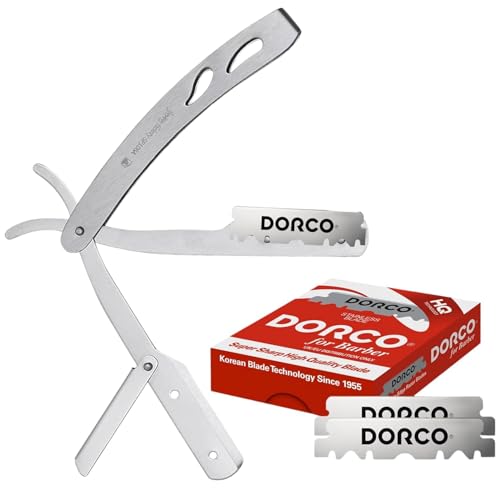 The Shave Factory Straight Edge Razor Kit - with Single Stainless Steel razors (Matte + Red)