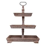 3 Tier Serving Tray Tiered Tray Decor 3 Tier Tray Rustic Farmhouse Dishes Wooden Cake Stand Kitchen...