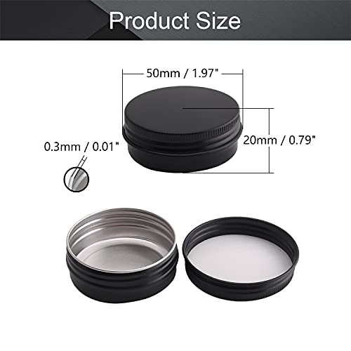 Image of Othmro 2Pcs 1oz Metal Round Tins Aluminum Tin Cans Jar Refillable Containers 30ml Tin Cans Tin Bottles Containers with Screw Lid for Salve Spices Lip Balm Tea Candies Black 1.96x0.78in(DxH)