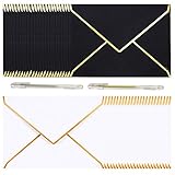 JOLLY SWEETS 50pcs A7 Luxury V Flap Envelopes With Gold Foil Golden Border, Black&White A7 Self...