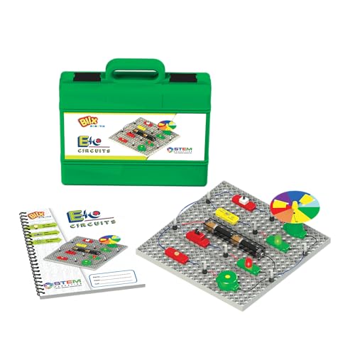Image of Blix E-Circuits STEM Educational Toy Set, Includes DIY Building Set, Construction Toy Circuit Board, Activity Guide, 24 x 18 cm
