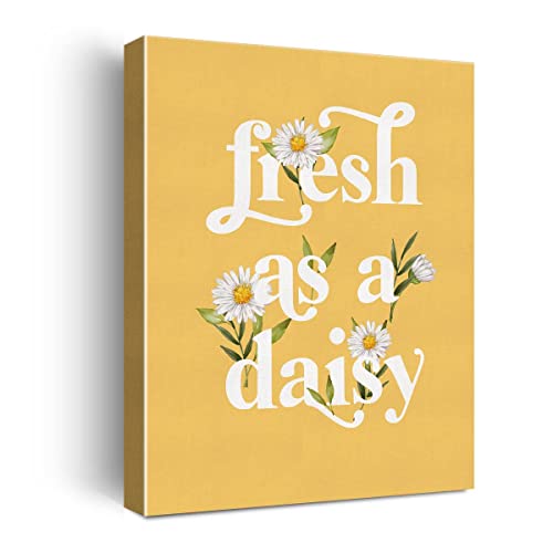 NISTOMISU Daisys Art - Lienzo decorativo para pared, diseño retro de margaritas amarillas, póster de lona para el baño, regalo para decoración del hogar, baño, 12 x 15 pulgadas