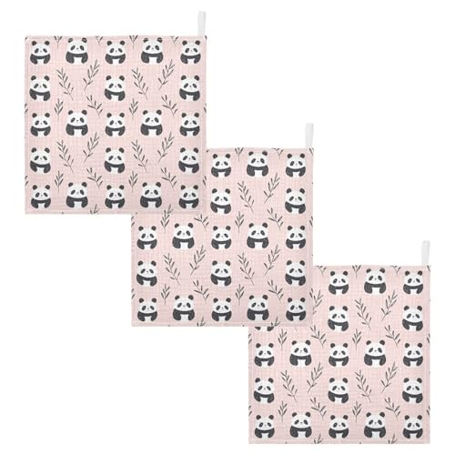 vvfelixl Baby Muslin Washcloths Cute Simple Panda Stick Figure Baby Burp Cloths Cotton Babys Face Towel for Newborn Infants Boys Girls Soft and Absorbent 11.8 X 11.8 in, 3 Pack2