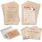 Santa Letter Bundle - 3x Letters from Santa, Nice List Certificates, Letters to Santa & Envelopes (12-Piece Set) | Perfect for Up to 3 Children - Add Christmas Magic & Encourage Good Behavior