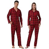 BEGIANT Couples Matching Chritsmas Pyjama Sets Plaid Pjs Set for Womens