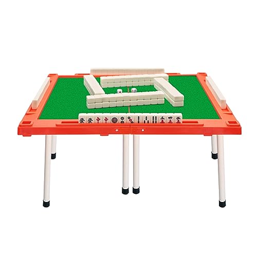 Table de mahjong blanche avec pieds pliables et porte-jetons intégrés