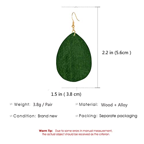 Wooden Hoop Earrings for Women Retro Black African Bohemian Wood Teardrop Geometric Lightweight Dangle Drop Earrings 5