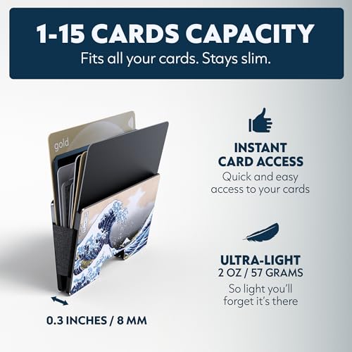 Image of Slim RFID Blocking Card Holder & Money Clip - Aluminum Wallet for Men & Women - Front Pocket Metal Minimalist Wallet Holds 15 Cards - Credit Card Holder - Durable, Lightweight, Unique Engraved Design