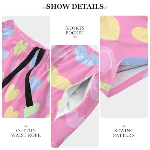 Hearts Yellow Pink Pajama Shorts for Men Lounge Pants Sleeping Shorts Mens Pajama Shorts with Pockets, S-XXL4