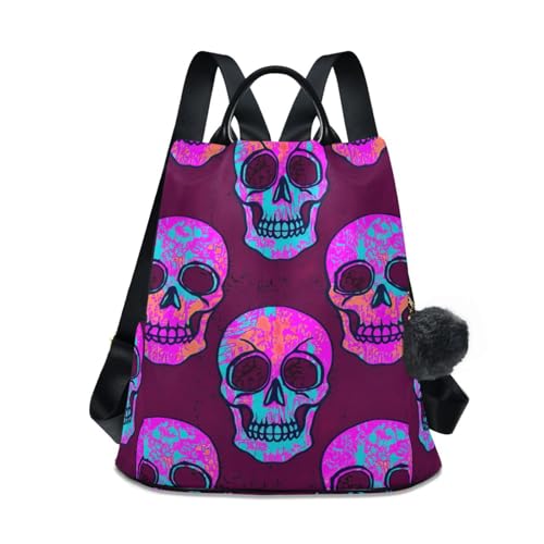 Sac à dos voyage femme coloré motif crânes d'horreur et randonnée imperméable