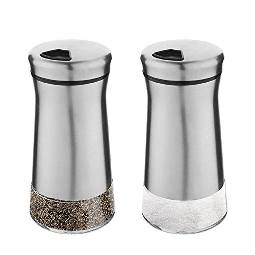 Salt Pepper Shakers Adjustable Holes - Elegant Stainless Steel Perfect Dispenser Set