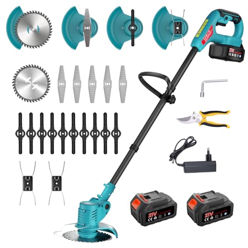 Coupe-Bordure sans Fil, Débroussailleuse 700W avec 2X 4.0Ah Batteries, Largeur de Coupe 15cm Pliable, 3-en-1 Taille-Bordures & Faucheuse, 1.7kg Léger pour Jardin