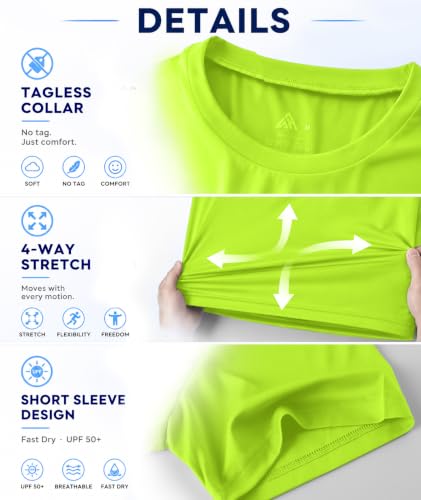 Image of 3 Pack Mens Swim Shirt Rash Guard Workout Shirts UPF 50+ Short Sleeve Fast Dry Sun Protection Lightweight Water Shirt