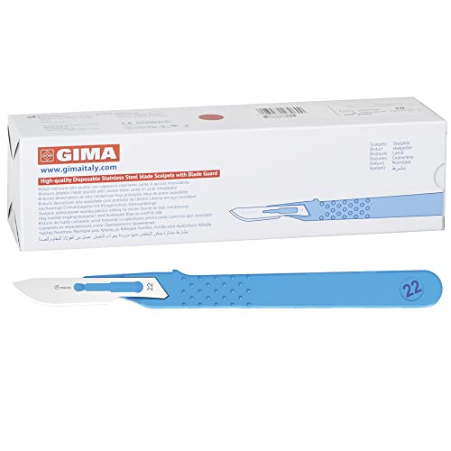 GIMA - Bisturí desechable estéril, modelo estándar, n. 22, paquete de 10, 27066