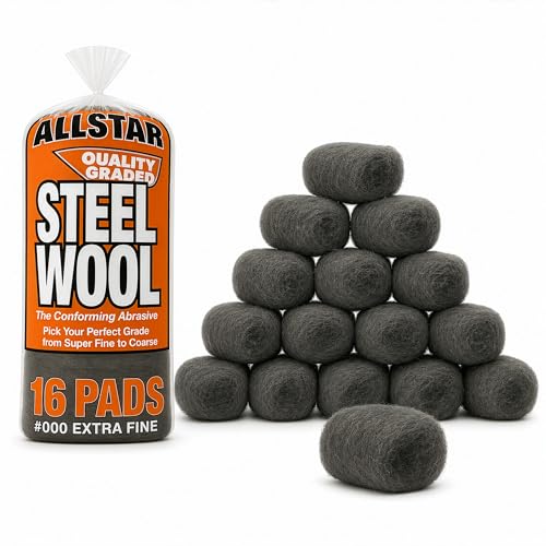 Hi-Tech 000 Extra Fine Steel Wool Pads (16 Pack) Ultra-Fine Scratch-Free Surface Prep Waterless Window Cleaning Polishing Finishing & Woodworking Abrasive