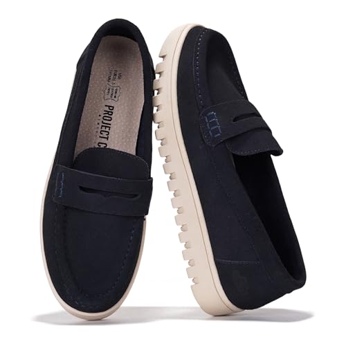 Project Cloud Genuine Leather Loafers for Women  Memory Foam Insoles Slip On Shoes for Women  Lightweight Womens Shoes  Non Slip Womens Loafers (Filide1)