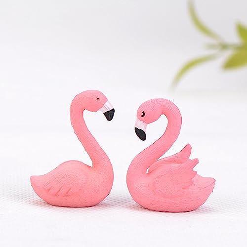 LONCESS Mini Flamingo Fairy Garden Accessories, Lovely Flamingos Miniature Figurines for Cake Topper, Party Decoration, Home Decoration, Plant Pots, Bonsai Craft Decor, DIY Craft, Cupcake Toppers