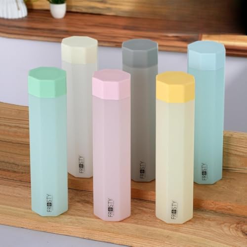 Image of Frosty Unbreakable Octagone Water Bottle 1 Litre | Set of 6 | Plastic Water Bottle | Office Bottle | Gym Bottle | Home | Kitchen (6, FROSTY - R, Ocatagone, 1.00, litres)