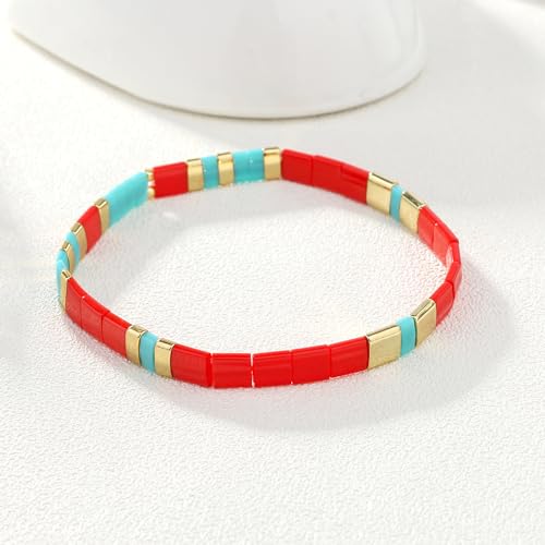 Image of KELITCH Women Pearl Beaded Bracelet Tila Stretch Bracelets Candy Colors Friendship New Jewelry