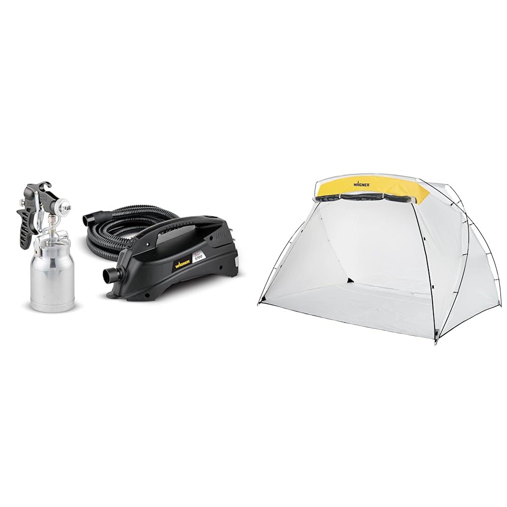 2443205 Earlex 5700 Stationary HVLP Paint Sprayer for Woodworking and Furniture Refinishing & C900038.M Large Spray Shelter with Built-in Floor & Screen for DIY Spray Painting