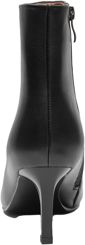 ONEENO Women's Classic Pointed Toe Heels Leather Ankle Boots - Image 5