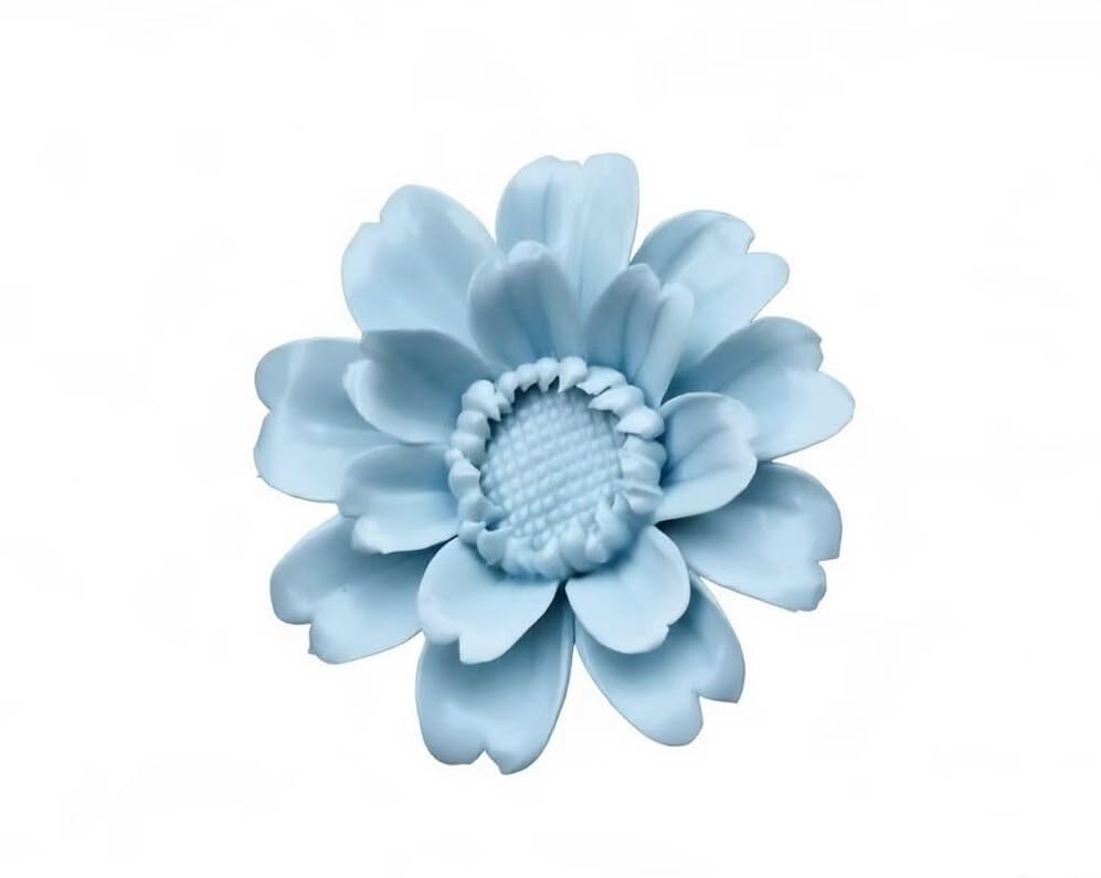 Image of Light Blue,Sunflower, 2.76 inch,Ceramic Flower Wall Art Decor, Artificial Flower Wall Sculpture,Handmade Ceramic Flowers for Home,Hallway,Living Room, Kitchen,Bathroom