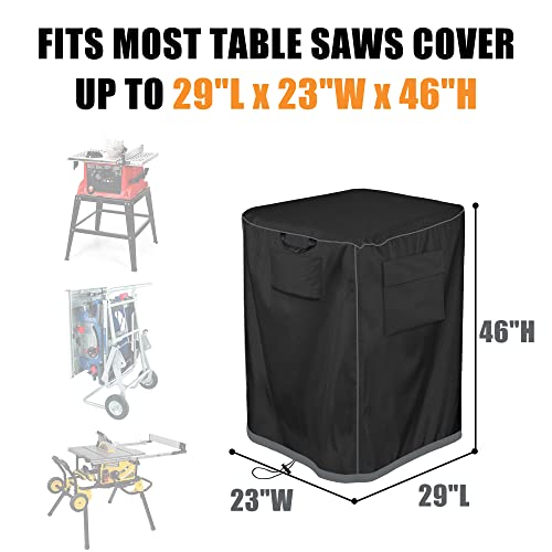 Table saw cover, 29in dustproof portable table saw cover, Fit for Most Table saws and planer, water proof, 29"L x 23"W x 46"H, Black by Kintaki - Used condition - Image 2