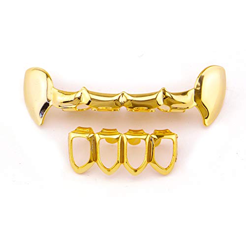 18K Gold Plated Grillz Vampire Fangs Grill Top & Bottom Hip Hop Mouth Teeth Caps2