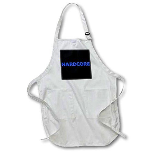 3dRose Hardcore, Blue Lettering on A Black Background - Full Length Apron, 22 by 30-Inch, Black, with Pockets (apr_224393_4)