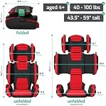 Mifold Hifold Siège de voiture booster à haut dos pour enfants réglable avec sangle – Rouge de course