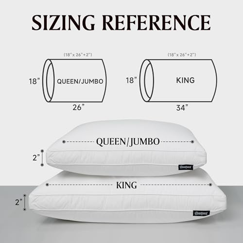 Beautyrest Goose Feather Down Fiber Gusseted Pillows, Firm Hotel Pillow Luxury Bed Pillows, 100% Cotton Cover, Queen/Jumbo Size Set of 2 by Beautyrest - Used condition - Image 6