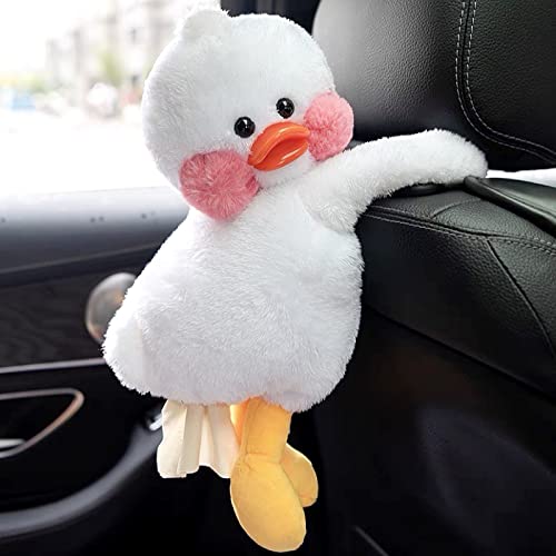 Cb Plush Tissue Holder Hanging Pouch Cute Cartoon Animals Paper Storage Tissue Tray Container Cover For Car, Home, Duckling #TOP2