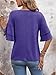 FUNBANG V Neck Tees T Shirts Short Sleeve Womens Fashion Double Tiered Ruffle 3/4 Sleeve Tops Bell Blouses Loose Fit Lightweight Casual Tunic Spring Summer Outfits Clothes 2026,Purple,XL