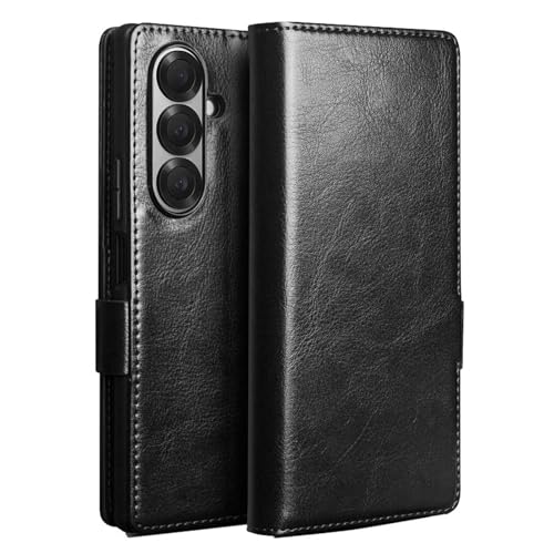 Étui en cuir véritable pour Galaxy Z Fold 7, la housse de luxe magnétique noir