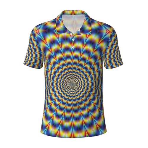 Polo homme manches courtes au style décontracté et imprimé spirale hypnotique