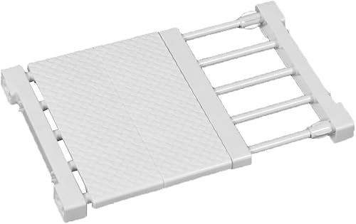 LIYIVNAA Separadores de estantes de armario, sistema organizador de armario expandible, barra de tensión, separadores de colgador de estante de