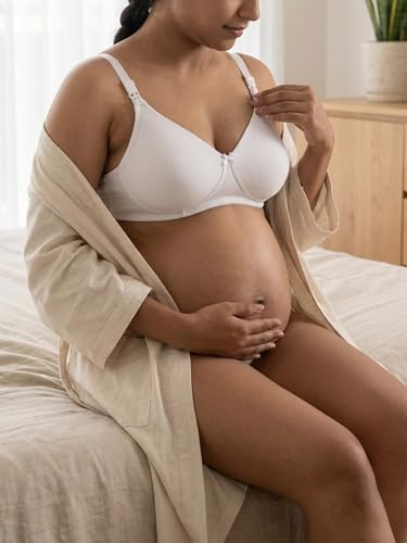 Image of Inner Sense Organic Cotton Bamboo Nursing Bra for Women I High Coverage Feeding Bra I Lightly Padded Maternity Wear with Wirefree Design and Thin Strap Sling