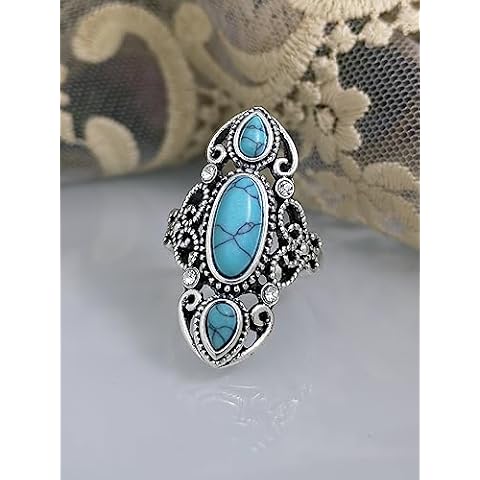 CUSIOALQQ 925 Sterling Silver Turquoise Ring Cover