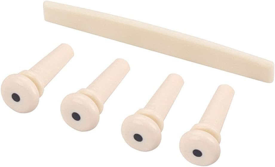 Baosity 4pcs Acoustic Bass Guitar Bridge Pin+Saddle for Bass Guitar Replacement Accessory : Musical Instruments