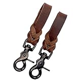 Steigbügelhalter aus Fettleder, geflochten (Dunkelbraun, Schwarz-Matt)