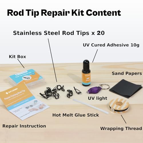 Image of Fishing Rod Tip Repair Kit with Glue /Supplies /Step-by-Step Instructions