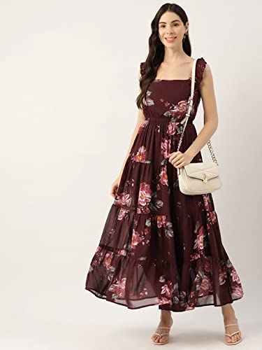 Image of Deewa Georgette Casual Floral Printed Dress for Women - DWD907-G3