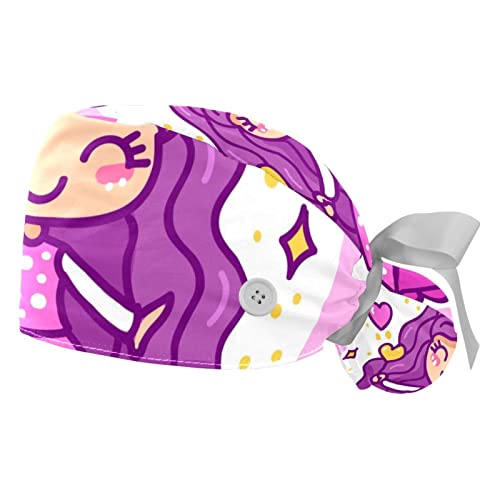 Chapeaux bouffants JDEZ en lot de 2 avec joli motif cœur d'amour pour le travail